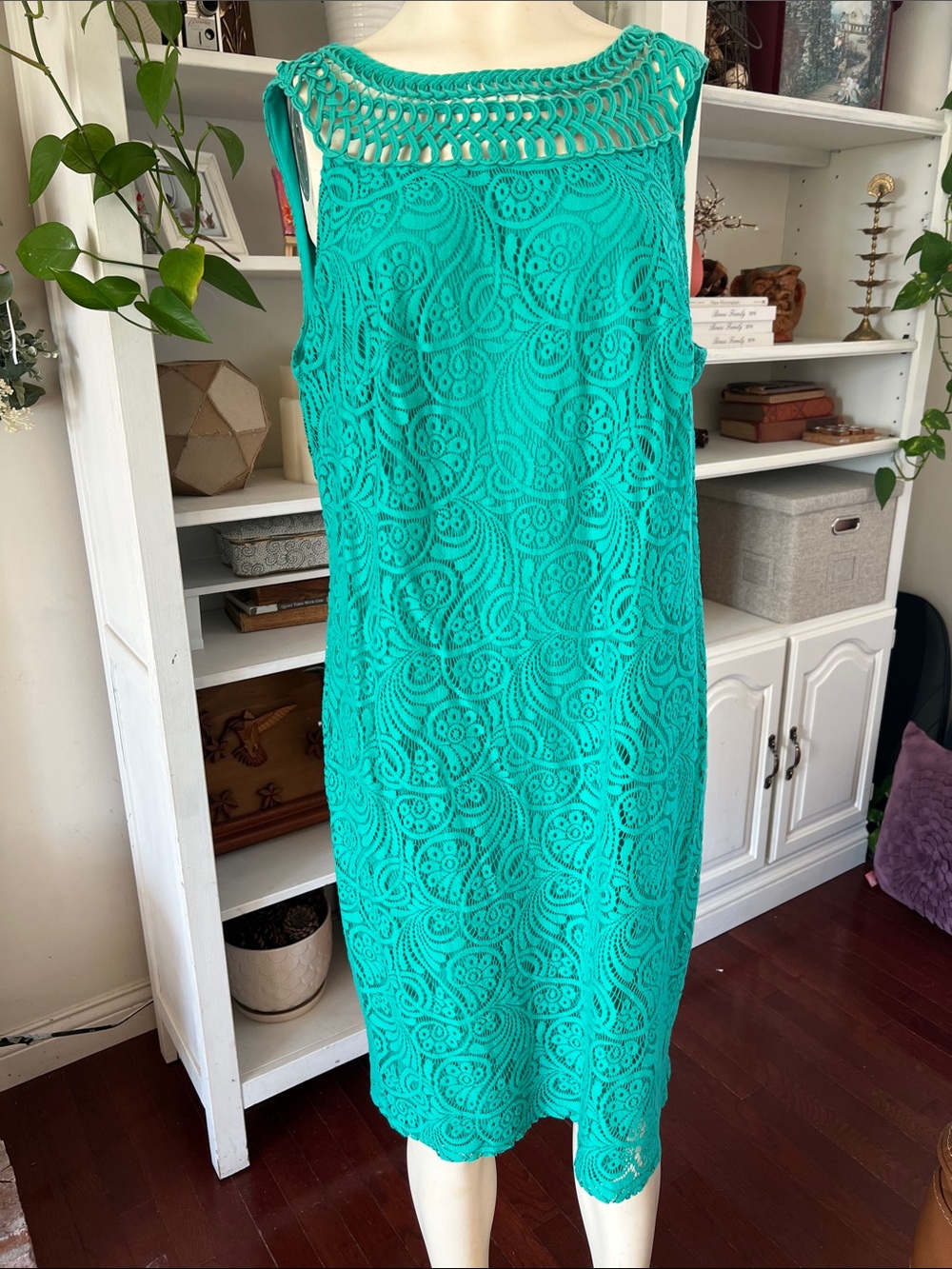 Jessica Howard Teal Crochet Midi Skirt
